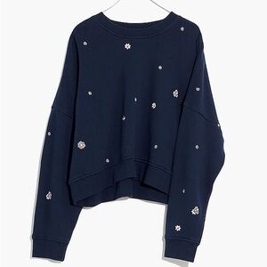 MWL Airyterry Floral Embroidered Crop Sweatshirt